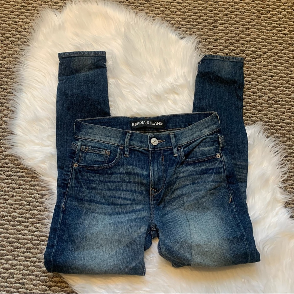 Express Factory Medium Wash Midrise Skinny Jeans Denim Size 2S
